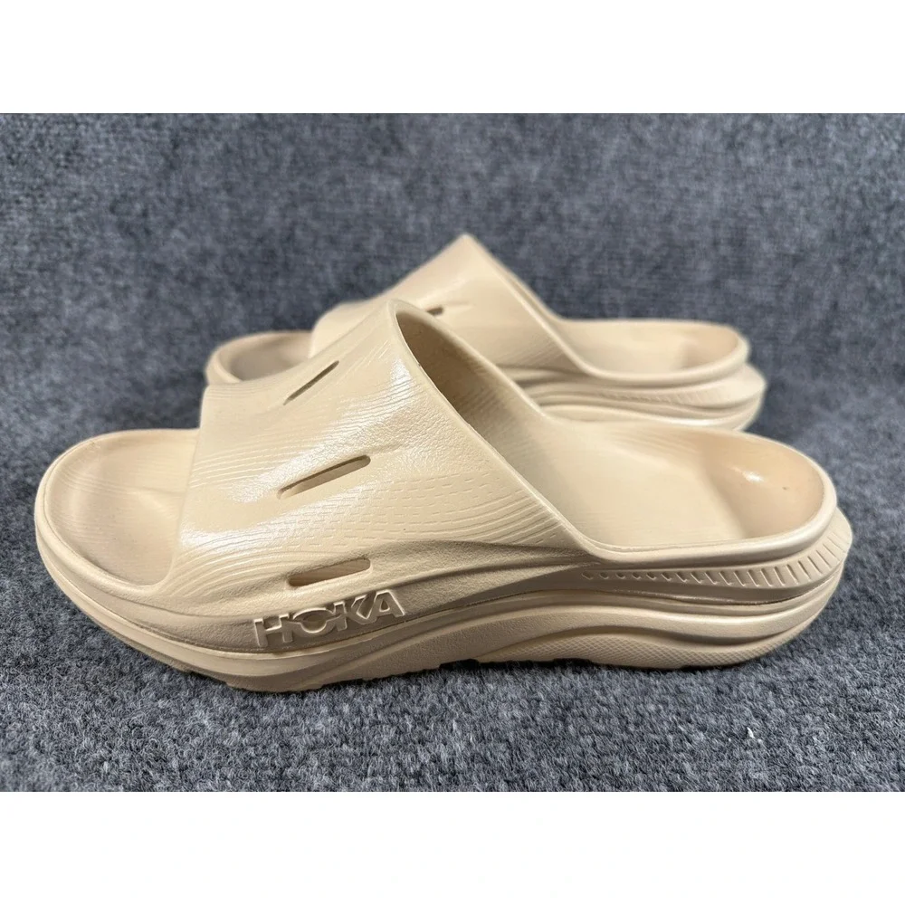 Hoka One One Men’s Cushioned Slide Sandals in Tan